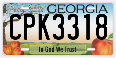GA license plate CPK3318
