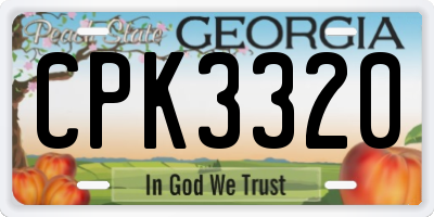 GA license plate CPK3320