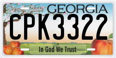 GA license plate CPK3322