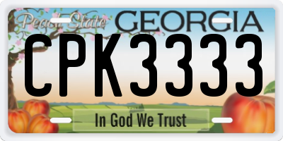 GA license plate CPK3333