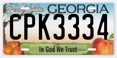 GA license plate CPK3334