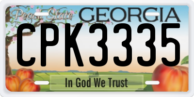 GA license plate CPK3335