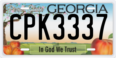 GA license plate CPK3337