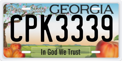 GA license plate CPK3339
