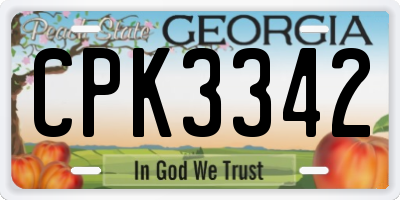 GA license plate CPK3342