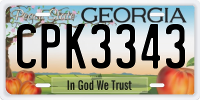 GA license plate CPK3343