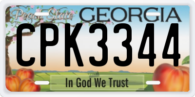 GA license plate CPK3344