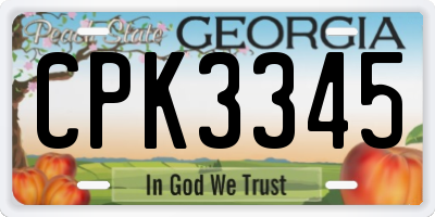 GA license plate CPK3345