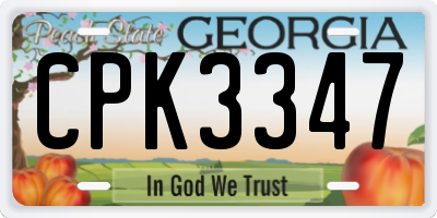 GA license plate CPK3347