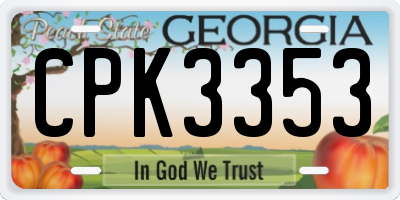 GA license plate CPK3353
