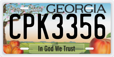 GA license plate CPK3356
