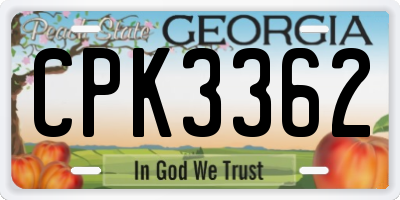 GA license plate CPK3362
