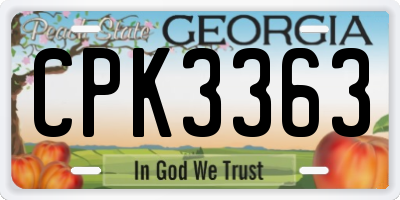 GA license plate CPK3363