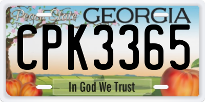 GA license plate CPK3365
