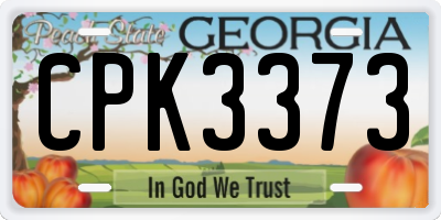 GA license plate CPK3373