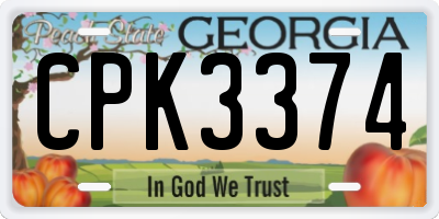 GA license plate CPK3374