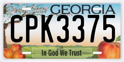 GA license plate CPK3375