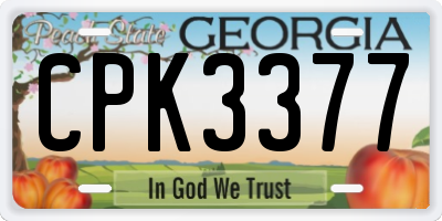 GA license plate CPK3377