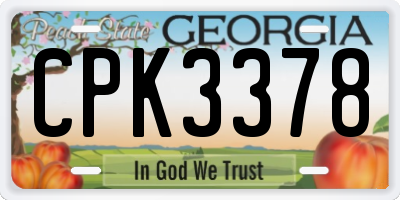 GA license plate CPK3378