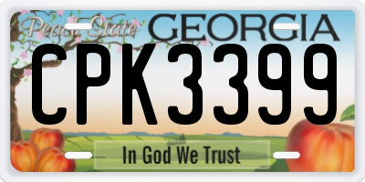GA license plate CPK3399