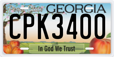 GA license plate CPK3400
