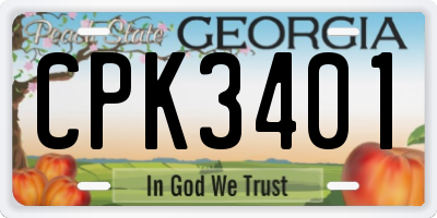 GA license plate CPK3401