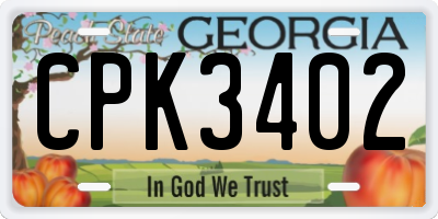 GA license plate CPK3402
