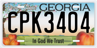 GA license plate CPK3404
