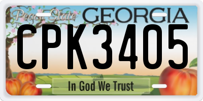 GA license plate CPK3405