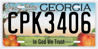 GA license plate CPK3406