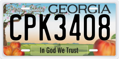 GA license plate CPK3408