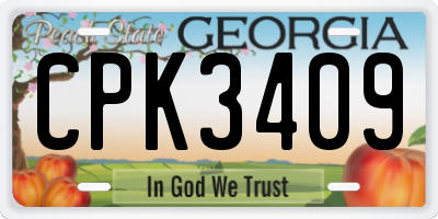 GA license plate CPK3409