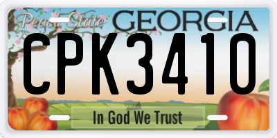 GA license plate CPK3410