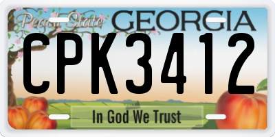 GA license plate CPK3412