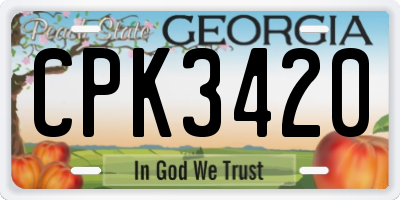 GA license plate CPK3420