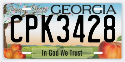 GA license plate CPK3428