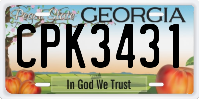 GA license plate CPK3431