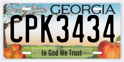 GA license plate CPK3434