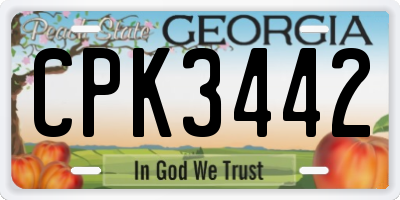 GA license plate CPK3442
