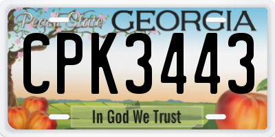 GA license plate CPK3443