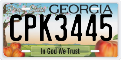 GA license plate CPK3445