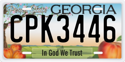 GA license plate CPK3446