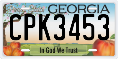 GA license plate CPK3453