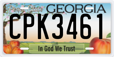 GA license plate CPK3461