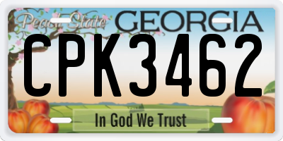 GA license plate CPK3462