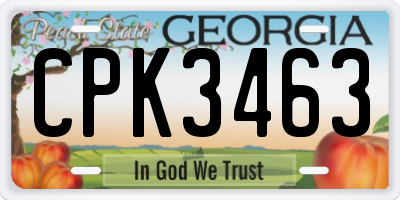GA license plate CPK3463