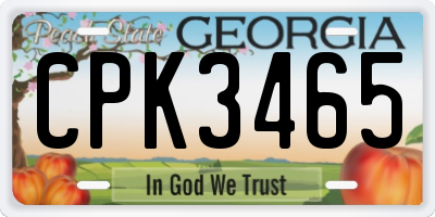 GA license plate CPK3465