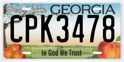 GA license plate CPK3478