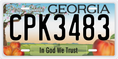 GA license plate CPK3483