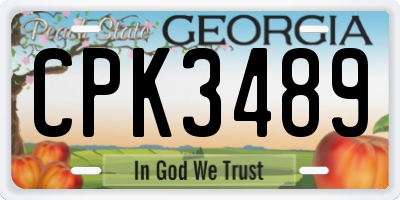 GA license plate CPK3489